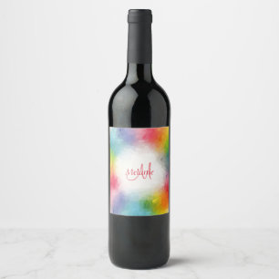 Monogram Template Custom Colorary Modern Rainbow Weinetikett