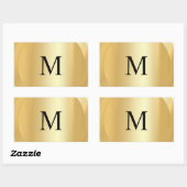 Monogram Template Custom Elegante Imitate Gold Rechteckiger Aufkleber (Blatt)