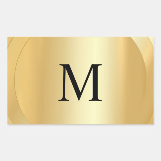 Monogram Template Custom Elegante Imitate Gold Rechteckiger Aufkleber (Vorderseite)