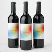 Monogram Template Custom Modern Rainbow Abstrakt Weinetikett (Flaschen)