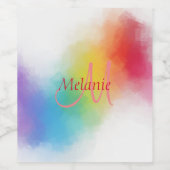 Monogram Template Custom Modern Rainbow Abstrakt Weinetikett (Einzelnes Label)