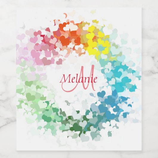 Monogram Template Custom Modern Rainbow Abstrakt Weinetikett (Einzelnes Label)