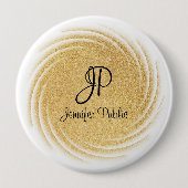 Monogram Template Elegante Imitate Gold Glitzer Lo Button (Vorderseite)