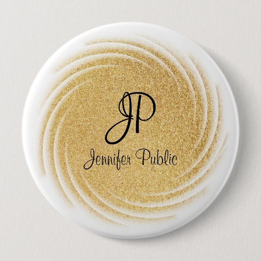 Monogram Template Elegante Imitate Gold Glitzer Lo Button (Vorderseite)