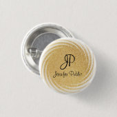 Monogram Template Elegante Imitate Gold Glitzer Lo Button (Vorne & Hinten)