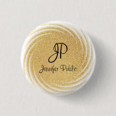 Monogram Template Elegante Imitate Gold Glitzer Lo Button (Vorderseite)