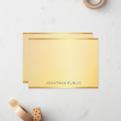 Monogram Template Elegante Imitate Gold Modern Mitteilungskarte (Vorderseite/Rückseite Beispiel)