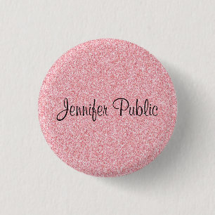 Monogram Template Elegante Rose Gold Glitzer Look Button