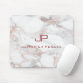 Monogram Template Elegante Rose Gold Weißer Marmor Mousepad (Mit Mouse)