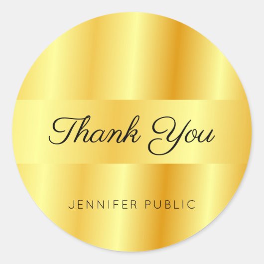 Monogram Template Gold Metallic Look Vielen Dank Runder Aufkleber (Vorderseite)