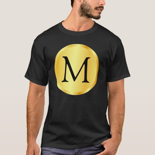 Monogram Template Imitate Gold Elegante Black Tren T-Shirt (Vorderseite)
