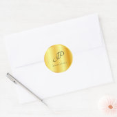 Monogram Template Imitate Gold Metallic Look Runder Aufkleber (Umschlag)