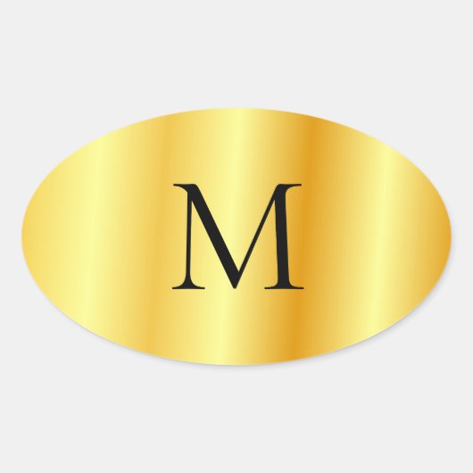 Monogram Template Imitate Gold Moderne Elegant Ovaler Aufkleber (Vorderseite)