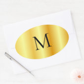 Monogram Template Imitate Gold Moderne Elegant Ovaler Aufkleber (Umschlag)