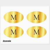 Monogram Template Imitate Gold Moderne Elegant Ovaler Aufkleber (Blatt)