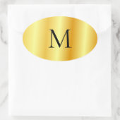Monogram Template Imitate Gold Moderne Elegant Ovaler Aufkleber (Tasche)