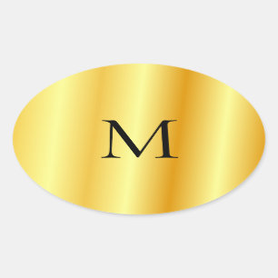 Monogram Template Imitate Gold Moderne Elegant Ovaler Aufkleber