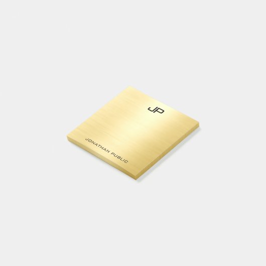 Monogram Template Imitate Gold Square Post-it Klebezettel (angewinkelt)