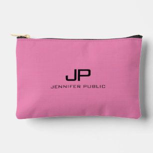 Monogram Template Initials Elegant Solid Pink Zubehörtasche