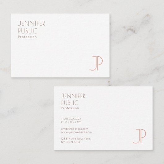 Monogram Template Moderne Elegant Einfaches Design Visitenkarte (Vorne/Hinten)