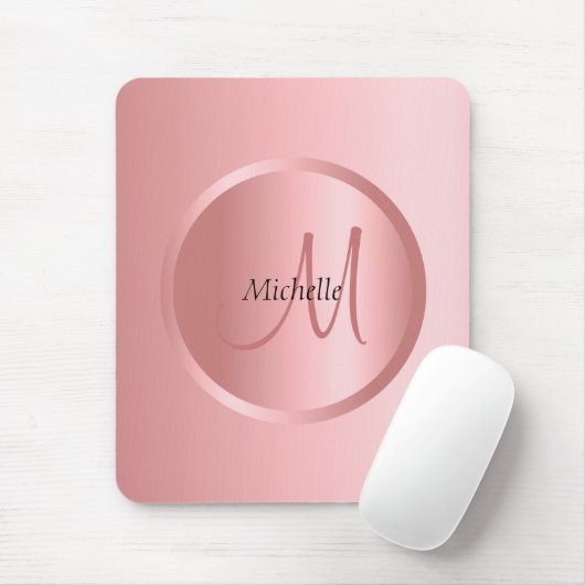 Monogram Template Moderne elegante Rose Gold Mousepad (Mit Mouse)