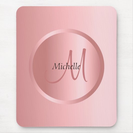 Monogram Template Moderne elegante Rose Gold Mousepad (Vorne)