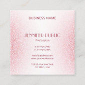 Monogram Template Pink Rose Gold Glitzer Modern Quadratische Visitenkarte (Rückseite)
