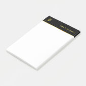 Monogram Template Schwarz Gold Weiß Elegant Modern Post-it Klebezettel (angewinkelt)