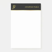 Monogram Template Schwarz Gold Weiß Elegant Modern Post-it Klebezettel (Vorderseite)