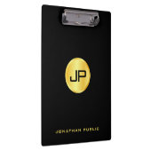 Monogram Template Schwarz und Gold Moderne Elegant Klemmbrett (Rechts)