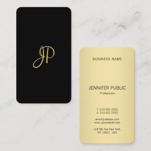 Monogram Template Trendy Elegant Black Gold Modern Visitenkarte