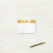 Monogram Template Weißmarmor und Gold Einfach Post-it Klebezettel (Auf Schreibtisch)
