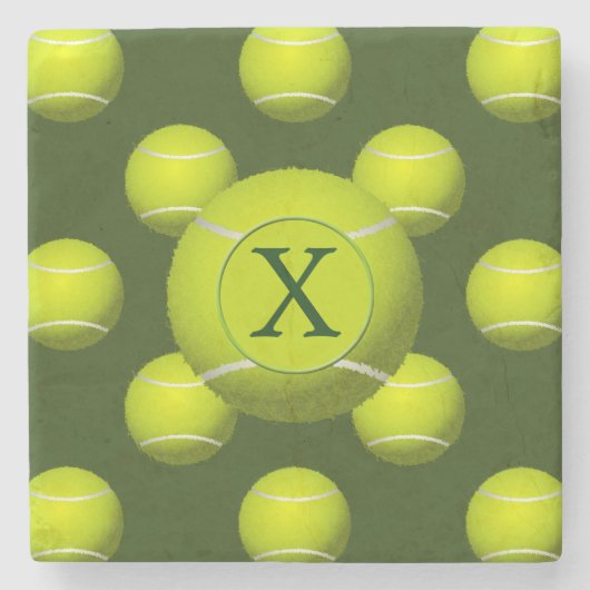 Monogram Tennis Balls Sportmuster Steinuntersetzer (Vorderseite)