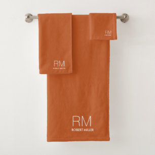 Monogram Terra Cotta Moderne Minimalistische Stile Badhandtuch Set