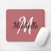 Monogram Terra Rosa Red & White Fügen Sie Ihren Na Mousepad (Mit Mouse)