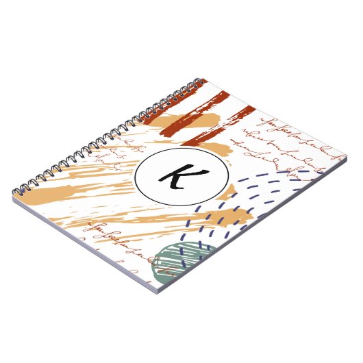 Monogram Terracotta Abstrakt Doodle Notizblock (Linke Seite)