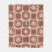 Monogram Terracotta Boho Karo Floral Pattern Fleecedecke (Vorderseite)