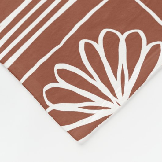 Monogram Terracotta Boho Karo Floral Pattern Fleecedecke (Ecke)
