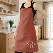 Monogram Terracotta Boho Mid Century Kitchen Gift Schürze