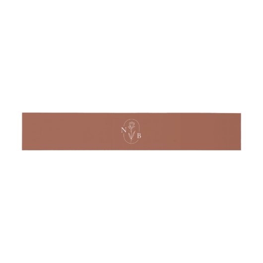 Monogram Terracotta Burnt Orange Boho Wedding Einladungsbanderole (Flach)