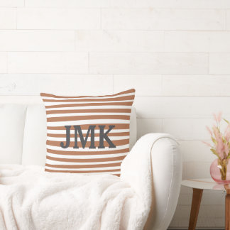 Monogram Terracotta Modern Stripes Minimalist  Kissen