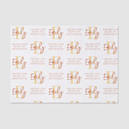 Monogram Terracotta Pattern Bridesmaid dank Tiss Seidenpapier
