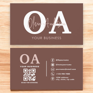 Monogram Terracotta QR Code Modern Minimalistisch Visitenkarte