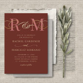 Monogram Terracotta QR Code Wedding Einladung