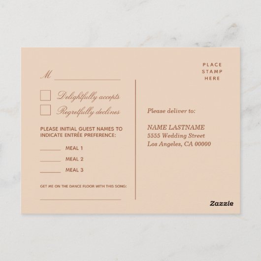 Monogram Terracotta UAWG Custom Meetings Song Requ Postkarte (Rückseite)