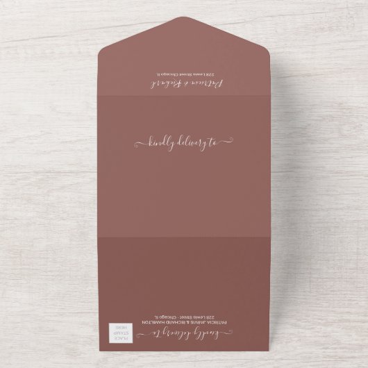 Monogram Terracotta Wedding All in one Einladung (Außenbereich)