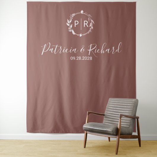 Monogram Terracotta Wedding Background Wandteppich (Beispiel)