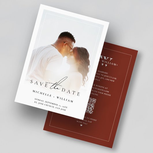 Monogram Terracotta Wedding Foto Frame Modern Save The Date