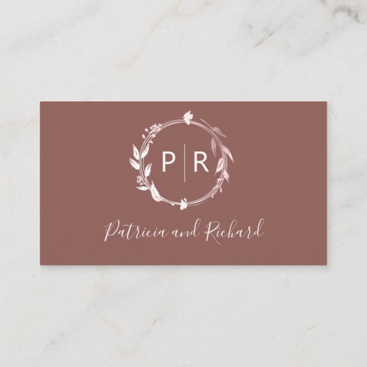Monogram Terracotta Wedding RSVP Enclosure Card Begleitkarte (Rückseite)