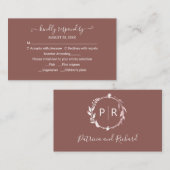 Monogram Terracotta Wedding RSVP Enclosure Card Begleitkarte (Vorne/Hinten)